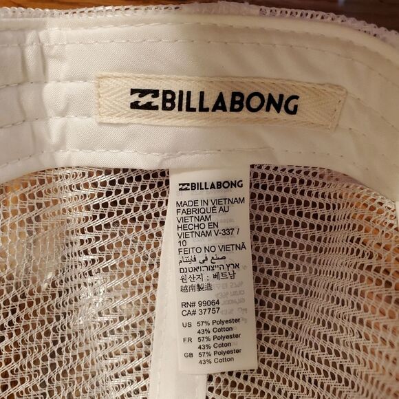 Billabong Yellow and White Mesh Trucker Snap Back Hat Ball Cap UNISEX - Picture 3 of 3